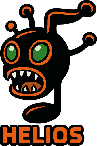 MÜZİK NOTASI ŞEKLİNDE BİR UZAYLI CANAVAR ÇİZ AMA BU KARAKTER PLAYER VE İSMİ HELİOS ONA GÖRE TASARLA. AYAKSIZ. GÖRSELE YAZI YAZMA
In-Game asset.  2d.  High contrast.  No shadows