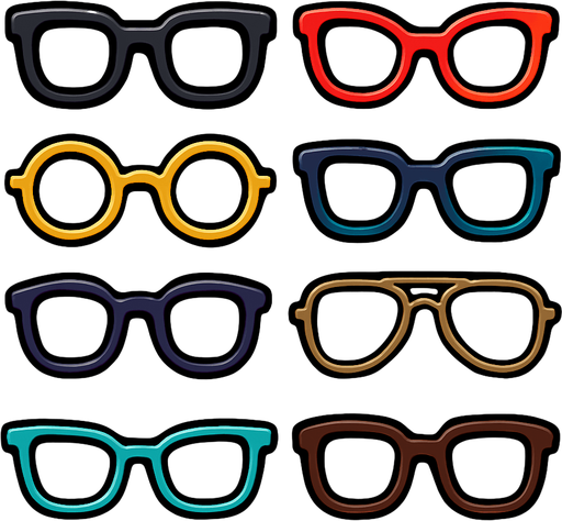 Pack of different glasses.
In-Game asset.  High contrast.  No shadows. 3D