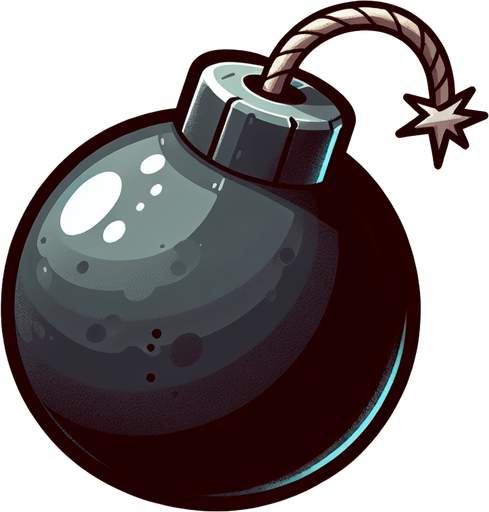 bomb.
Single Game Texture.  In-Game asset.  2d.  Blank background.  High contrast.  No shadows