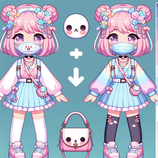 kawaii harajuku customer, mask, 
Single Game Texture. In-Game asset. 2d. Blank background. High contrast. No shadows.