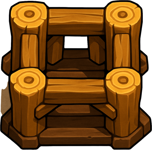 Wooden Tower base like the ones the Cannons in Clash of Clans have.
In-Game asset.  2d.  High contrast.  No shadows. Topdown