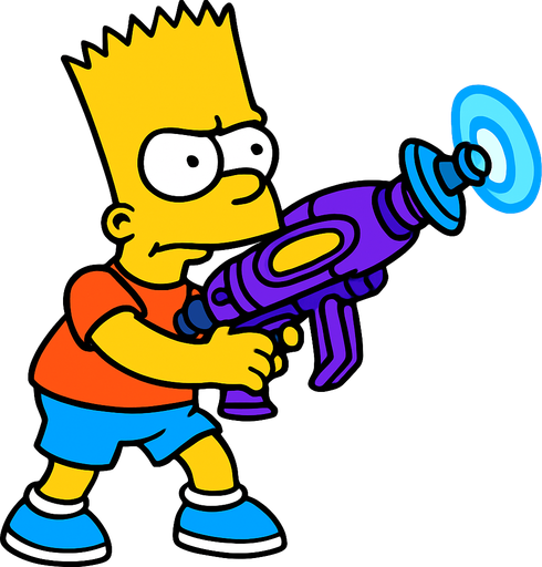 Bart holding a plasma gun.
In-Game asset.  2d.  High contrast.  No shadows
