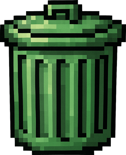 çöp kutusu.
In-Game asset.  2d.  High contrast.  No shadows. pixel art