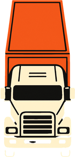 long haul truck seen from direct top.
In-Game asset.  2d.  High contrast.  No shadows