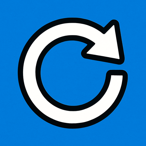 Un simbolo de reiniciar, sin letras, es como un circulo con una flecha.
In-Game asset.  2d.  High contrast.  No shadows