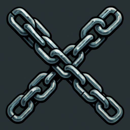 Metal chains in x shape.
In-Game asset.  High contrast.  No shadows