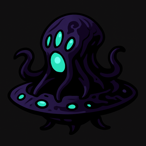 A dark purple alien ship.
In-Game asset.  2d.  High contrast.  No shadows