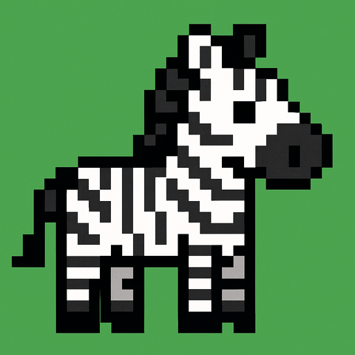 Zebra pixel.
In-Game asset.  2d.  High contrast.  No shadows
