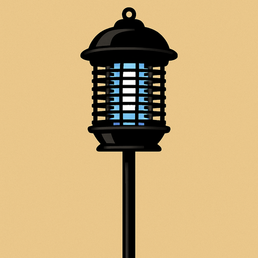 Bug zapper on a pole.
In-Game asset.  2d.  High contrast.  No shadows