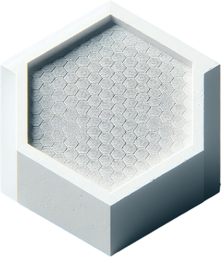 A single hexagon shape with white textured surface inside it. 
Single Game Texture. In-Game asset. 2d. Blank background. High contrast. No shadows.
