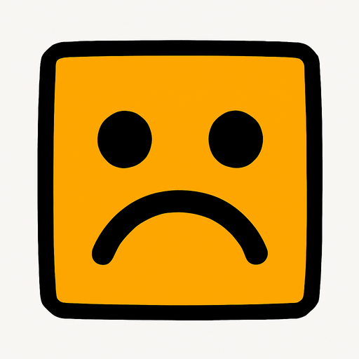 sad square.
In-Game asset.  2d.  High contrast.  No shadows