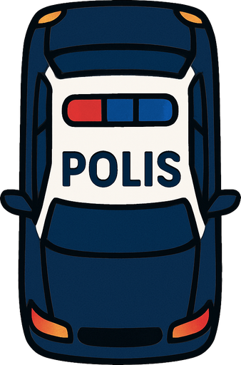 Polis arabası kuş bakışı.
In-Game asset.  2d.  High contrast.  No shadows