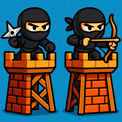 Towers have both ninjas assets one have star and one have bow. HD colors.
In-Game asset.  2d.  High contrast.  No shadows