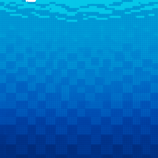 2D pixel art underwater background, empty and minimal, with no objects or creatures. Just a calm blue gradient representing water depth..
In-Game asset.  2d.  High contrast.  No shadows