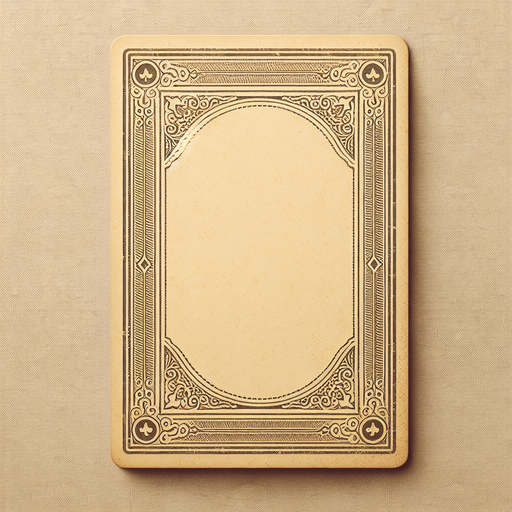 The face of a card. The card center is blank, with a antique cream background. The card is framed with an ornate design..
Single Game Texture. In-Game asset. 2d. Blank background. High contrast. No shadows.