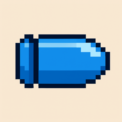 2d pixel art style blue bullet.
In-Game asset.  2d.  High contrast.  No shadows