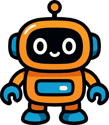 cute robot.
In-Game asset.  2d.  High contrast.  No shadows