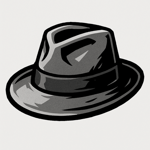 gri tonlarında şapka.
In-Game asset.  2d.  High contrast.  No shadows