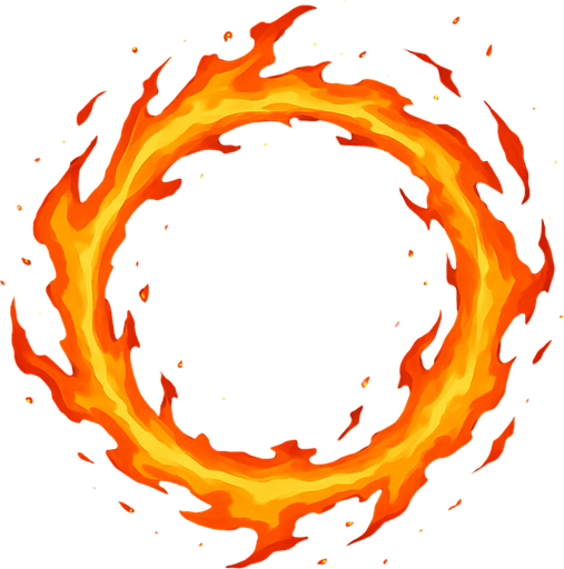 circular fire energy ball.
In-Game asset.  2d.  High contrast.  No shadows