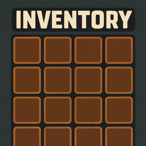 içinde yazı olmayan, kenarlında boşluk olmayan 15 adet bölmeden oluşan bir inventory.
In-Game asset.  2d.  High contrast.  No shadows