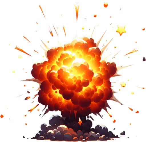 realistic explosion.
Single Game Texture. In-Game asset. 2d. Blank background. High contrast. No shadows.