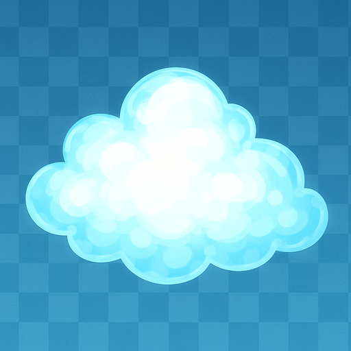 bright transparent cloud.
In-Game asset.  2d.  High contrast.  No shadows