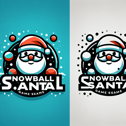 a logo for the game "Snowball santa" with the text "Snowball Santa".
Single Game Texture. In-Game asset. 2d. Blank background. High contrast. No shadows.