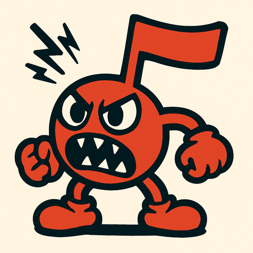 Una nota desafinada personificada como enemigo.
In-Game asset.  2d.  High contrast.  No shadows