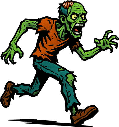 runner zombie.
In-Game asset.  2d.  High contrast.  No shadows