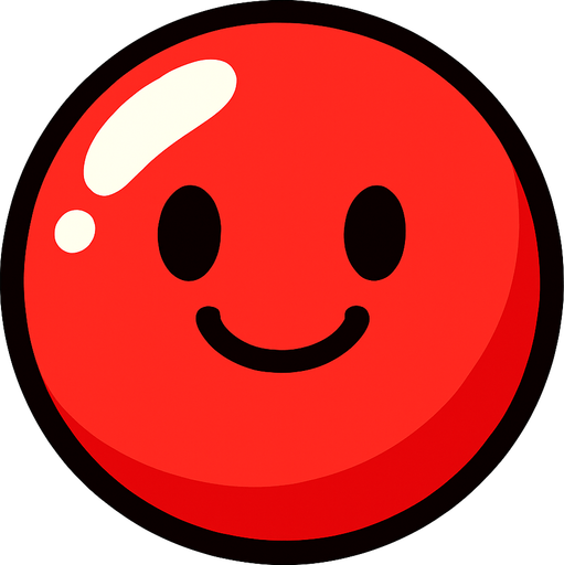 Mutlu, kırmızı renkli bir bubble.
In-Game asset.  2d.  High contrast.  No shadows