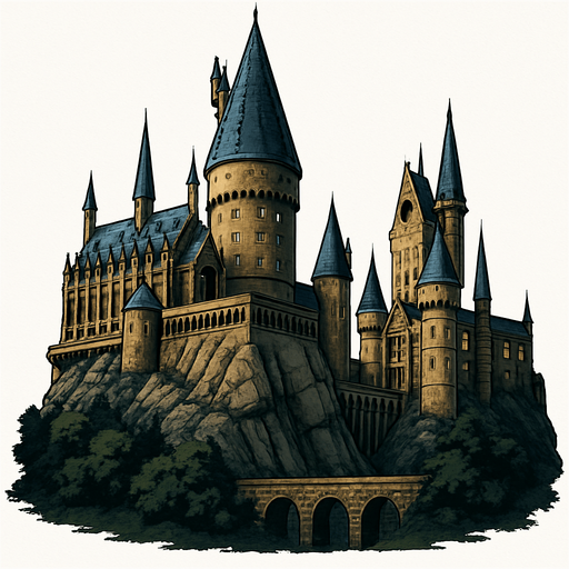 Howgarts, algo realista.
In-Game asset.  2d.  High contrast.  No shadows