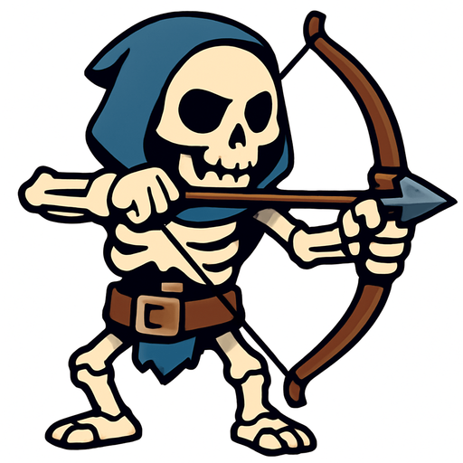 arquero esqueleto.
In-Game asset.  High contrast.  No shadows