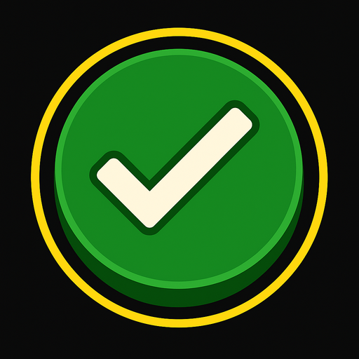 Green button with a tick on it