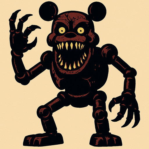 A terrifying very big animatronic..
In-Game asset.  2d.  High contrast.  No shadows