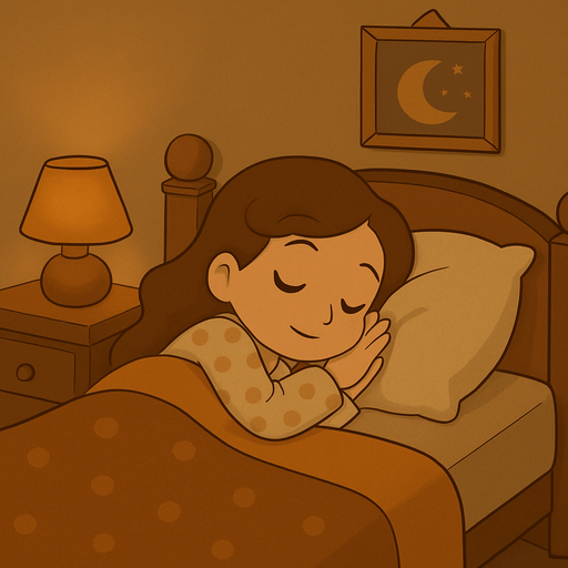 Remove her hair accessory and have her laying in her bed asleep