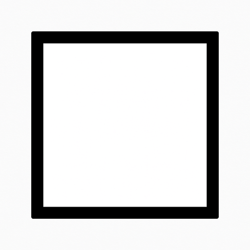 A square, black borders, white fill, 2D, no rounded borders, flat..
In-Game asset.  2d.  High contrast.  No shadows