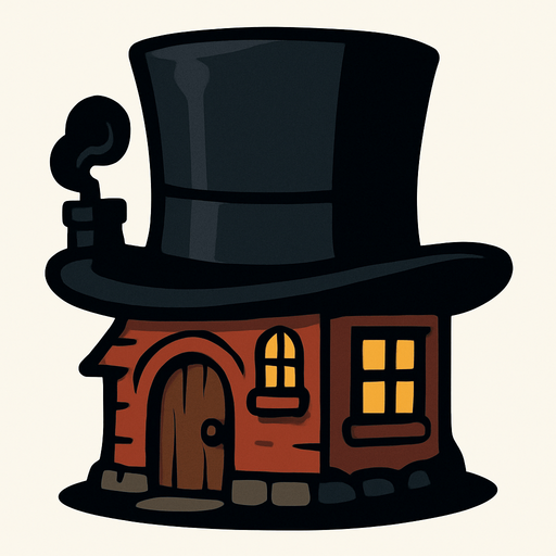 Tophat house.
In-Game asset.  2d.  High contrast.  No shadows