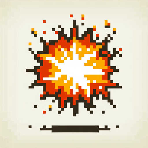 Pixel art explosion, retro
Single Game Texture. In-Game asset. 2d. Blank background. High contrast. No shadows.