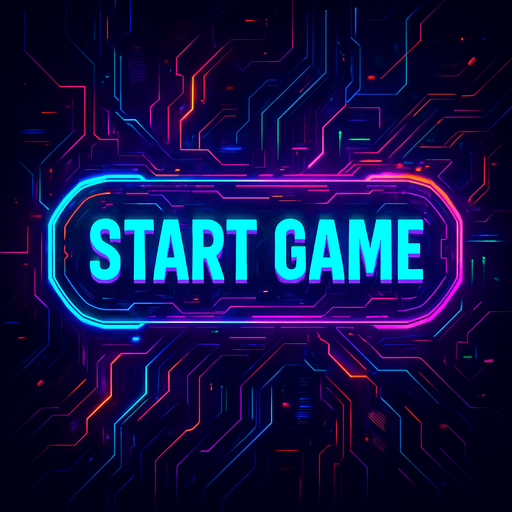 Mix this 'start game' button with cyberpunk + abstract style. Futuer.