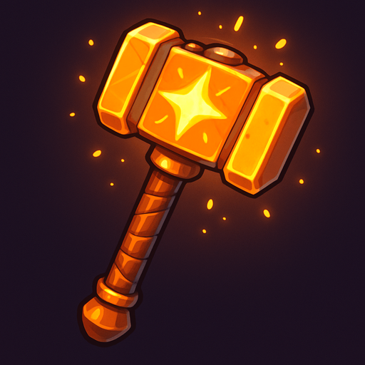 güzel ışıklı bir çekiç.
In-Game asset.  2d.  High contrast.  No shadows