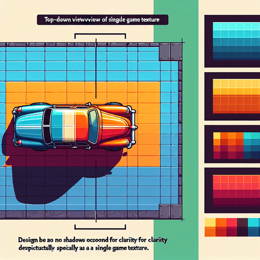 generate a picture of a classic car. view from top. Vertical direction Single Game Texture. In-Game asset. 2d. Blank background. High contrast. No shadows.