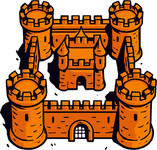 castillo desde arriba.
In-Game asset.  2d.  High contrast.  No shadows