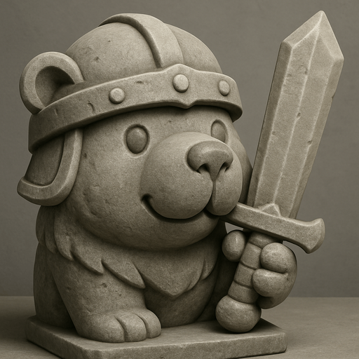 Recrealo en una escultura. Utiliza un estilo cartoon. Usas colores grises.