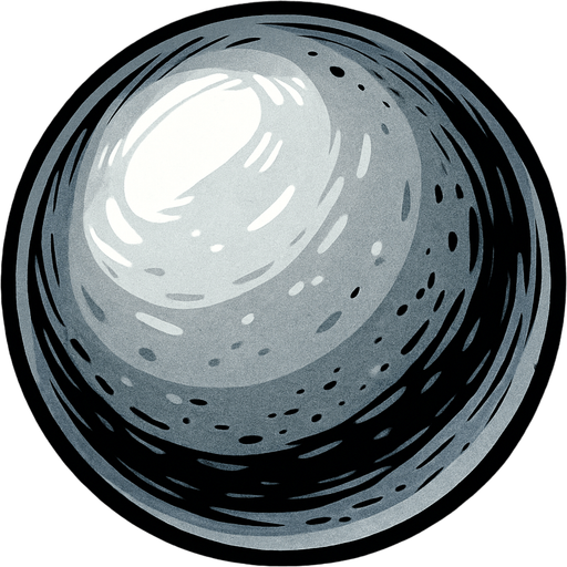 gümüş yuvarlak top.
In-Game asset.  2d.  High contrast.  No shadows