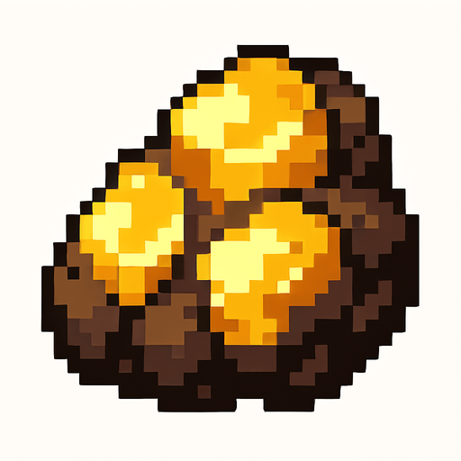Gold ore poxart.
In-Game asset.  2d.  High contrast.  No shadows