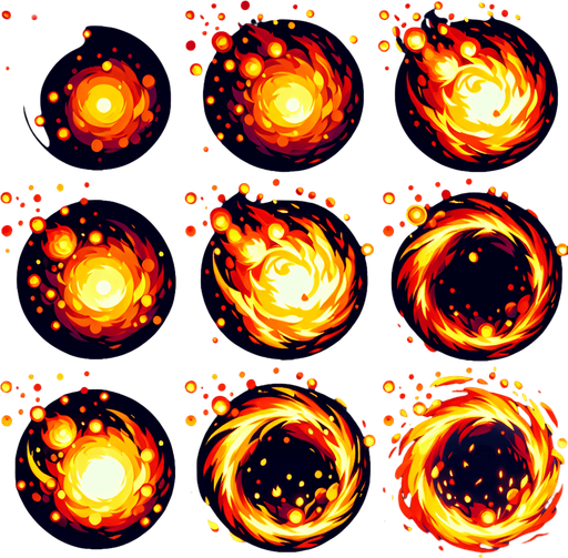 Circular Fire particle. Sprite Sheet.