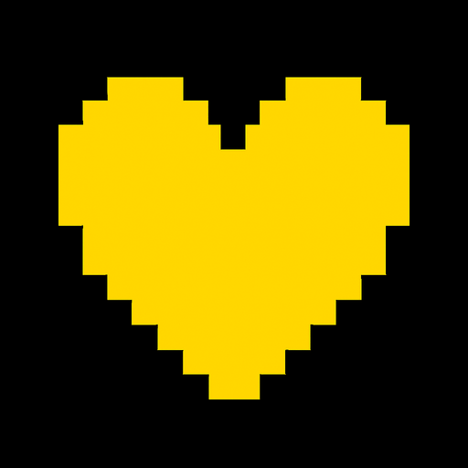 Yellow heart Undertale.
In-Game asset.  2d.  High contrast.  No shadows