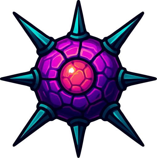 An alien space mine that has spikes.
In-Game asset.  2d.  High contrast.  No shadows
