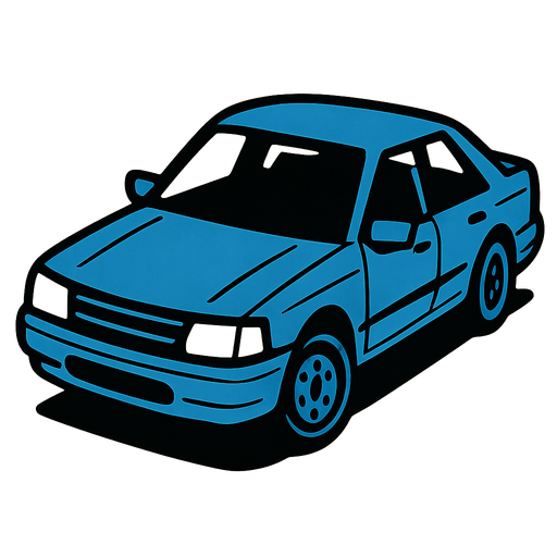 car parked at an angle.
In-Game asset.  2d.  High contrast.  No shadows