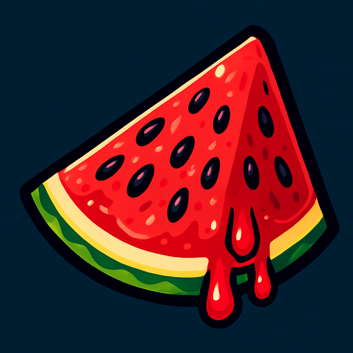 watermelon slice juicy.
In-Game asset.  2d.  High contrast.  No shadows